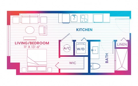 a floor plan of a house with a kitchen and living room